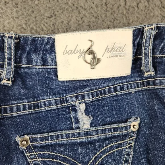 Baby Phat Jeans Junior 11 Bootcut High Rise Stretch Logo Cat Y2K Center Sea - Picture 9 of 11